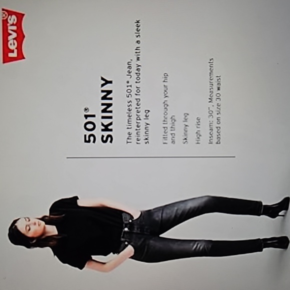 LEVI'S: greyish black high rise stretch 501 skinny jeans - Picture 2 of 7